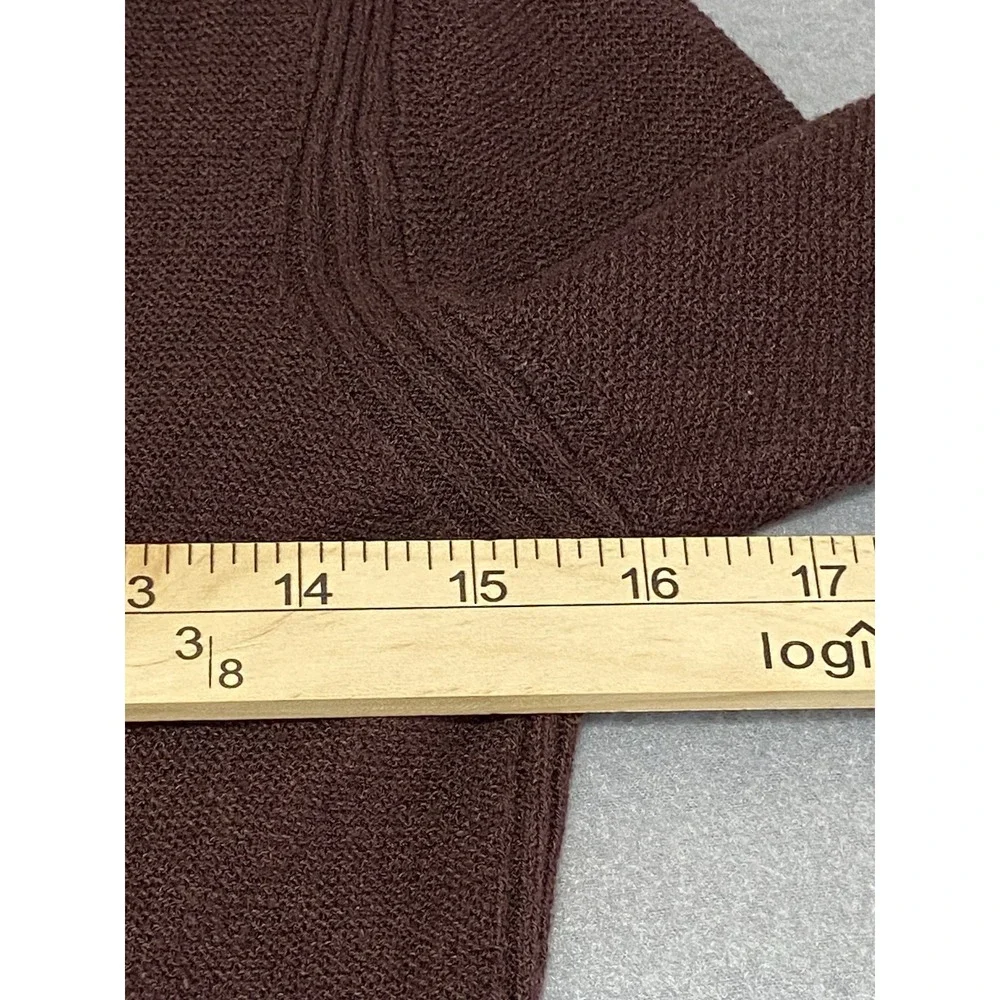 Free People XS Brown Lattice V-Neck Ribbed Knit‎ Tunic Sweater Bell Sleeve Slit